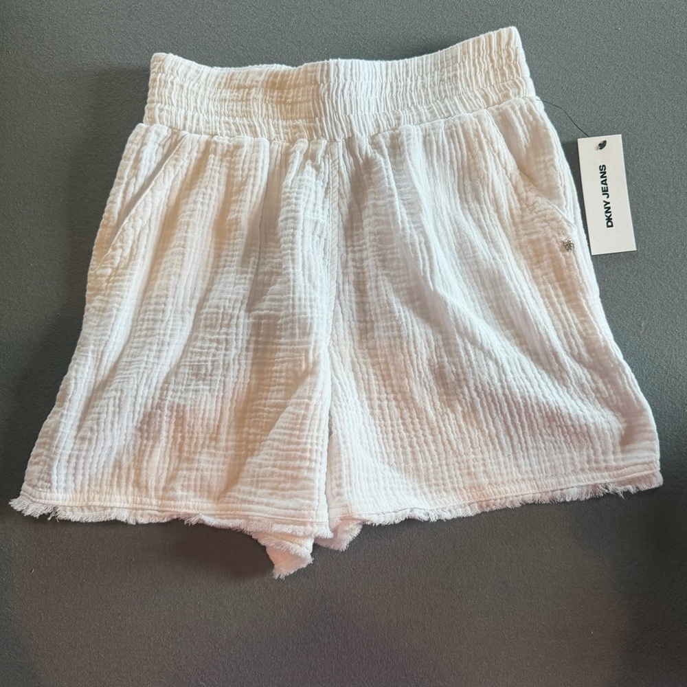 NWT DKNY White Gauze Elastic Waist Shorts